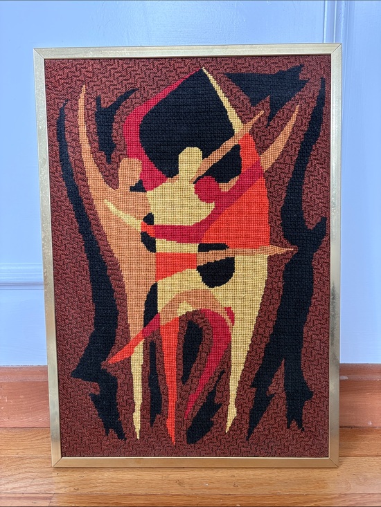 Vintage Other - Mid-century modern "Three Dancers" needlepoint art piece.